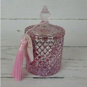 New Western Brook Scented Candle Rose Garden Pink Lustrous Glass Jar Lid Decor